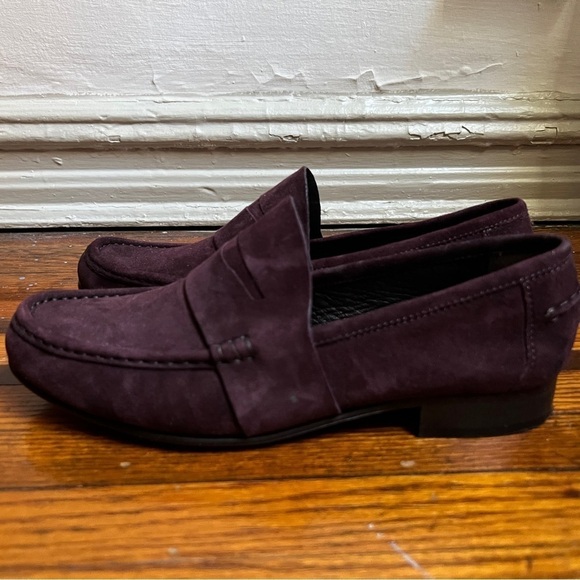 Vera Wang Audrey Dark Plum Purple Suede Penny Loafers, Size 40 9M - Picture 5 of 7